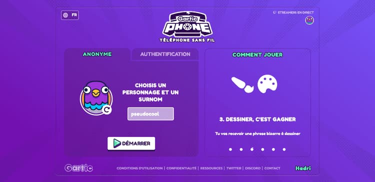 Screenshoot du projet Cloned Gartic Phone, Fourth project on my own