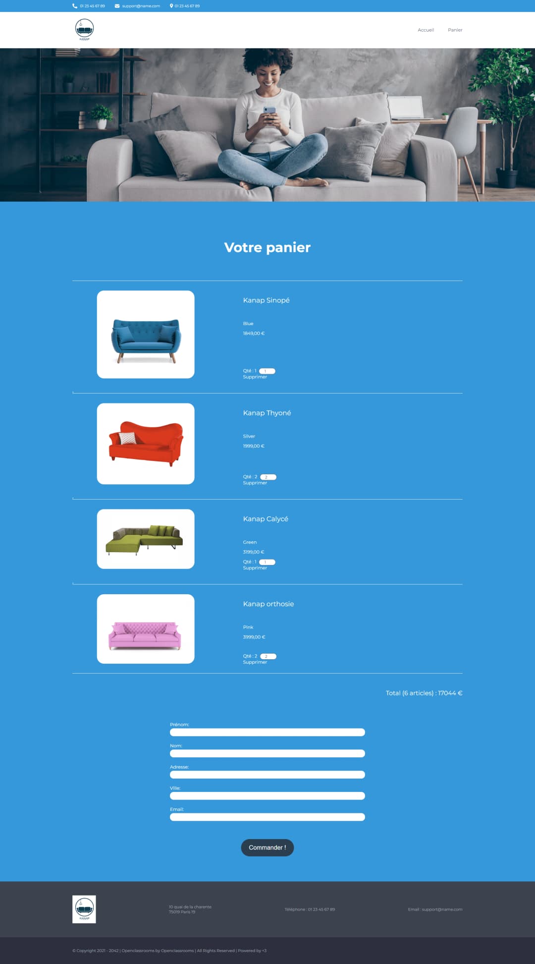 Screenshoot du projet Kanap - Fourth project for OpenClassrooms