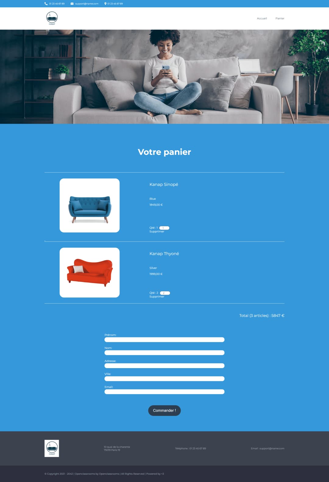 Screenshoot du projet Kanap - Fourth project for OpenClassrooms