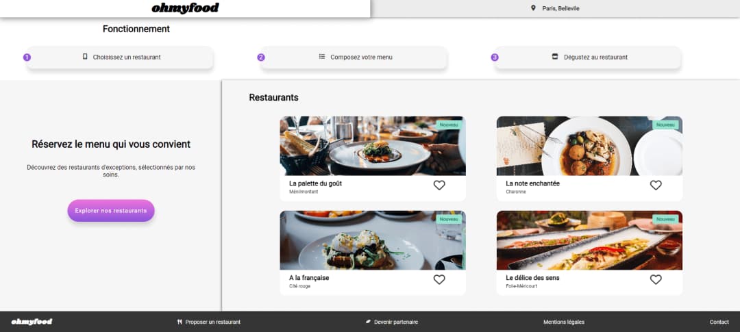 Screenshoot du projet OhMyFood - Second project for OpenClassrooms