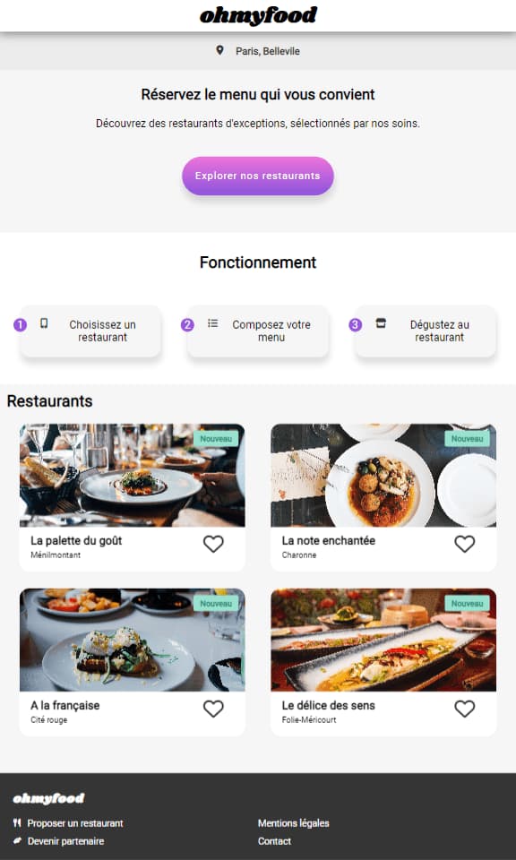 Screenshoot du projet OhMyFood - Second project for OpenClassrooms