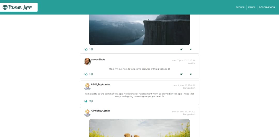 Screenshoot du projet Travel App - First project on my own