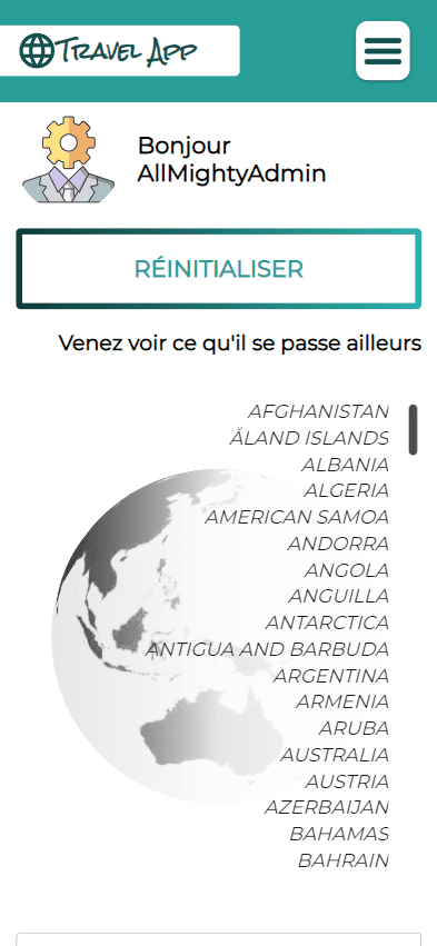 Screenshoot du projet Travel App - First project on my own