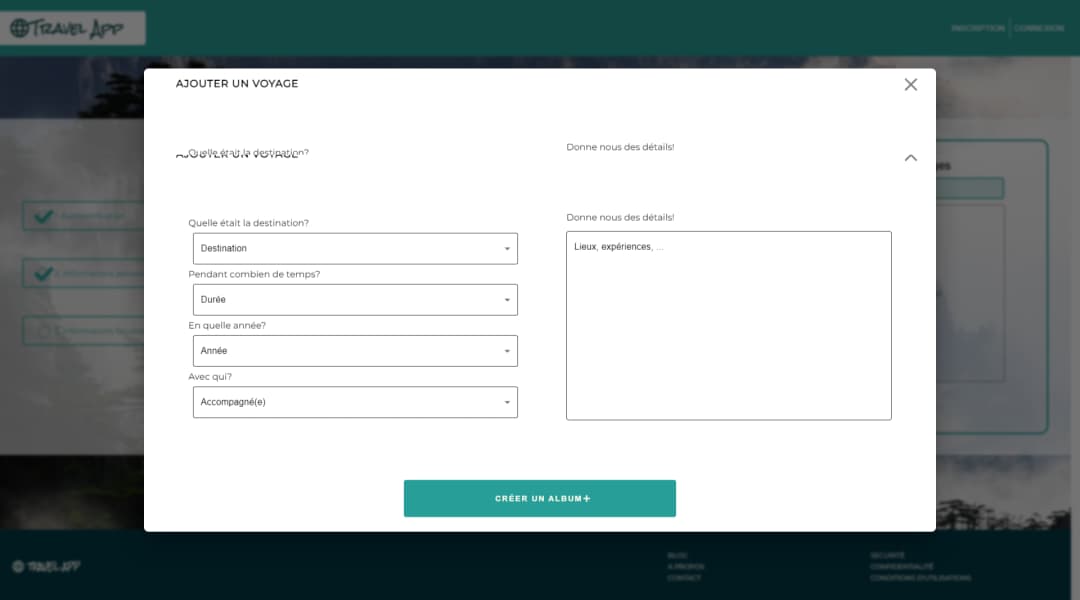 Screenshoot du projet Travel App - First project on my own